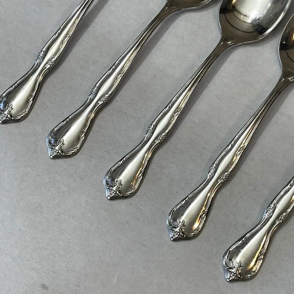 5 Insico International Silver Stainless Teaspoons Victorian Charm Embassador